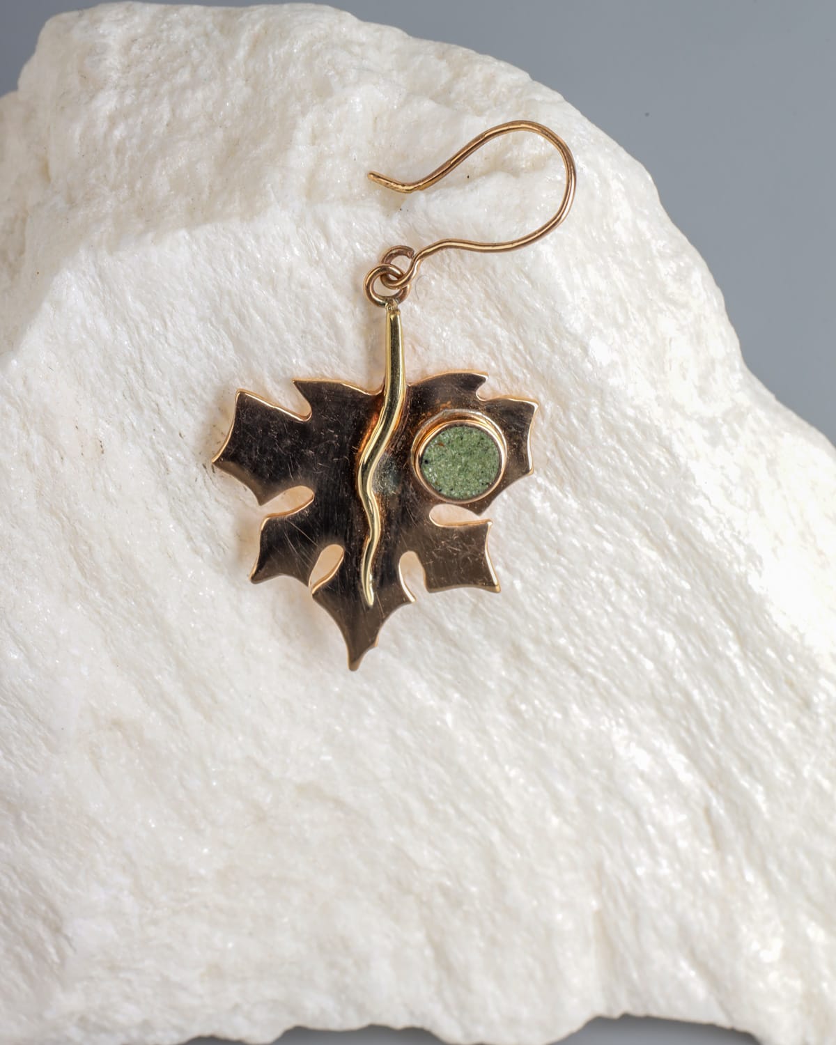 Turquoise & Brass Leaf Earrings