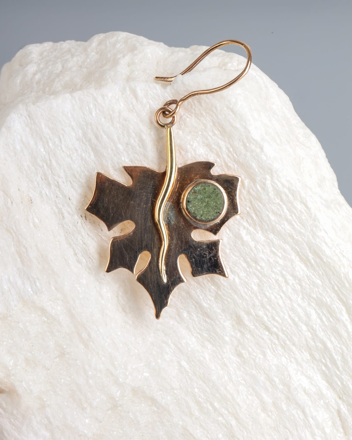 Turquoise & Brass Leaf Earrings
