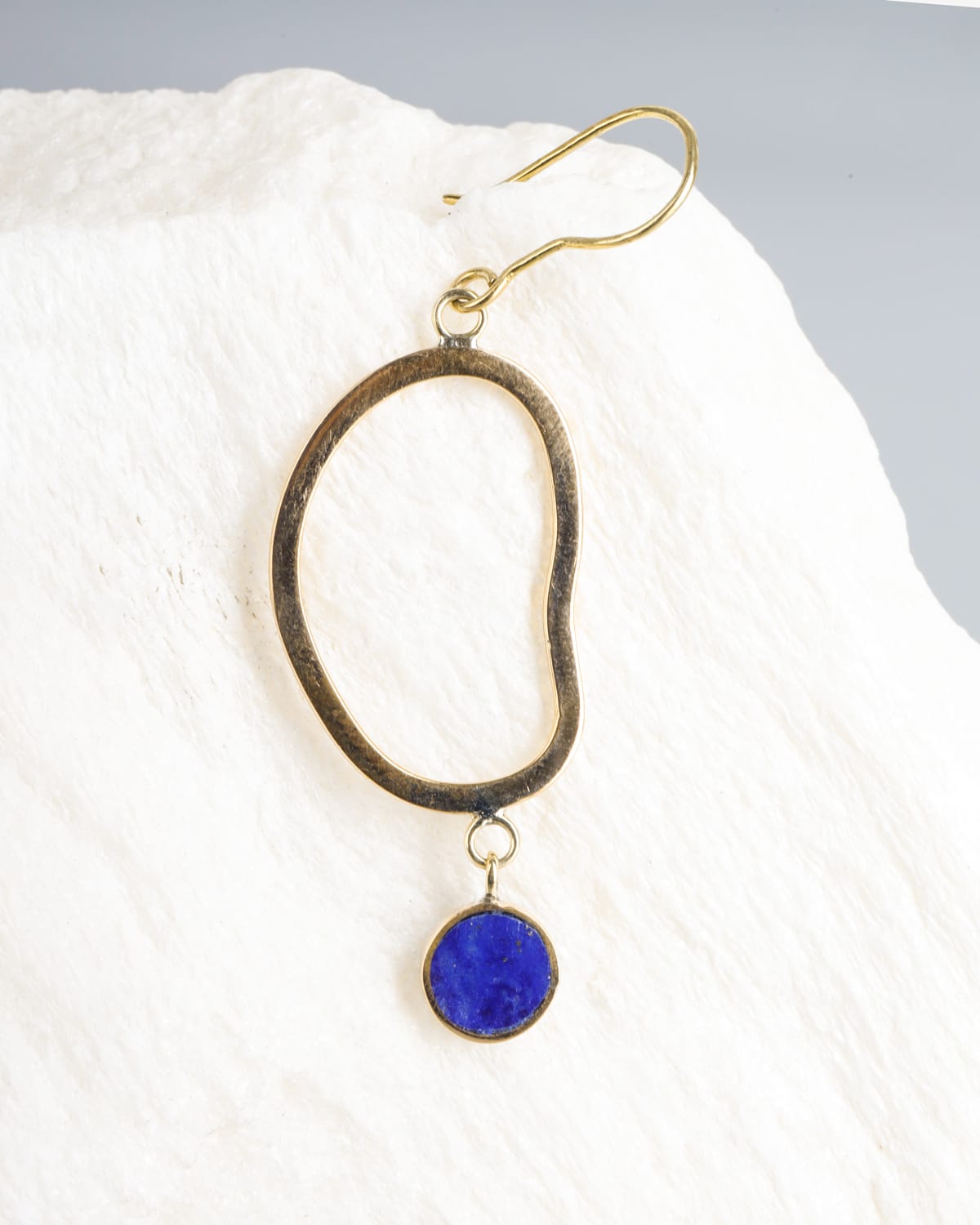 Lapis Lazuli & Brass Leaf Earrings
