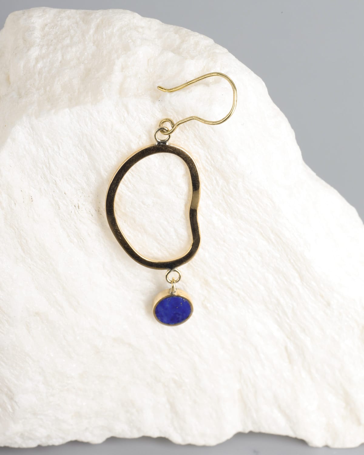Lapis Lazuli & Brass Leaf Earrings