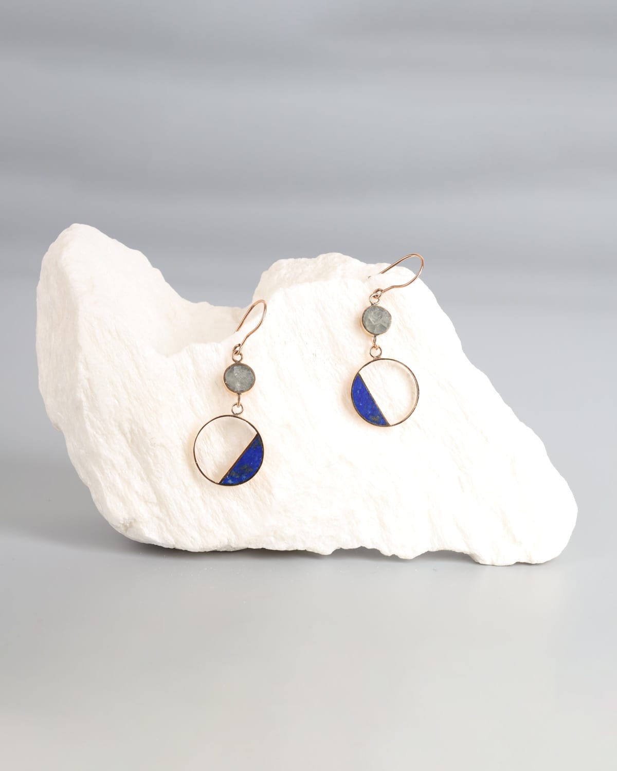 Lapis Lazuli & Scopelite Earrings in Brass