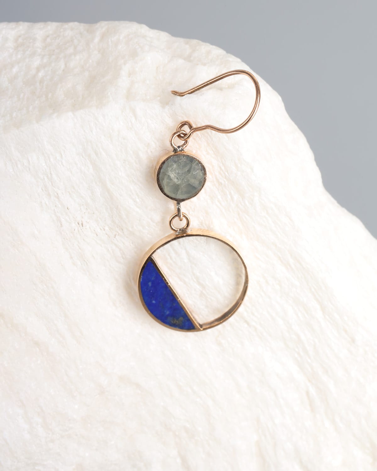 Lapis Lazuli & Scopelite Earrings in Brass