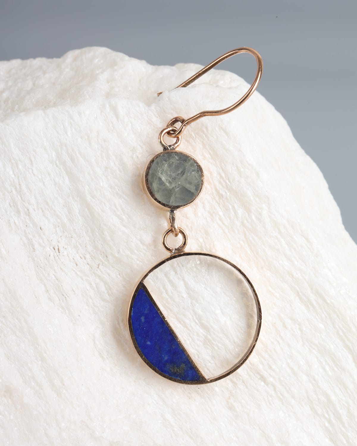 Lapis Lazuli & Scopelite Earrings in Brass