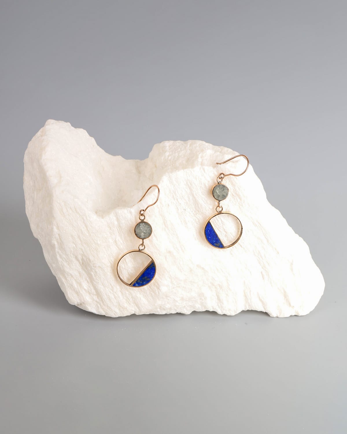Lapis Lazuli & Scopelite Earrings in Brass