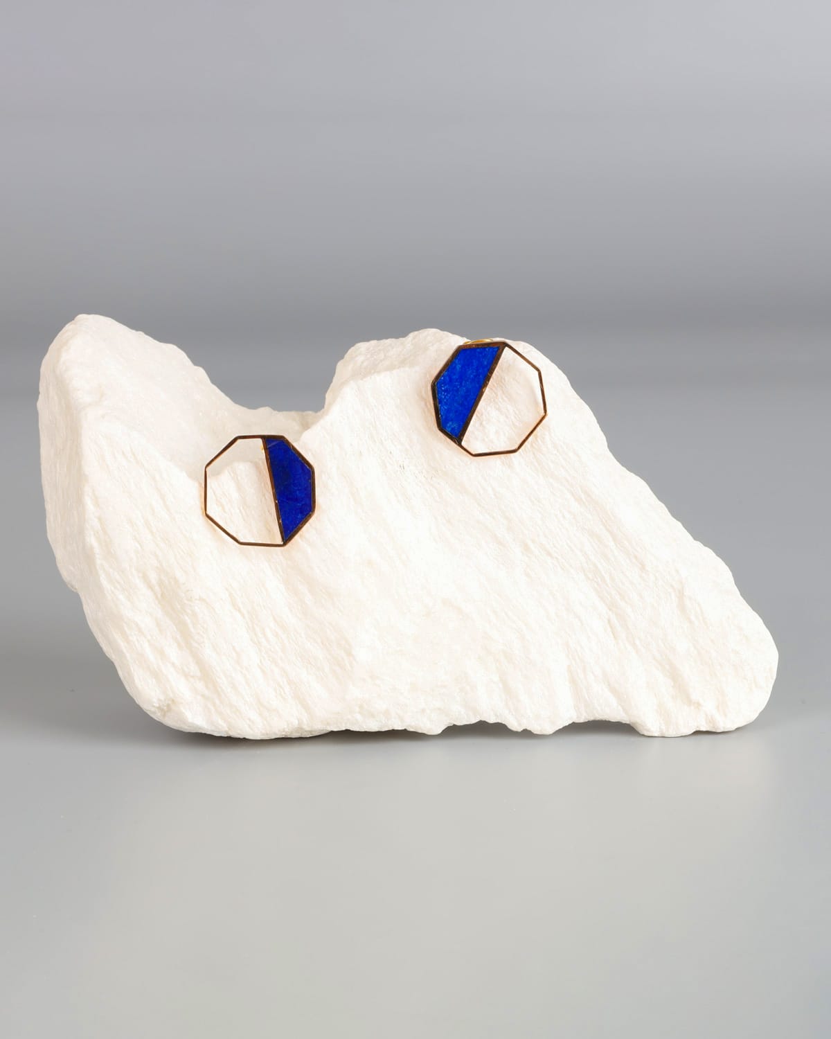 Lapis Lazuli Geometric Stud Earrings