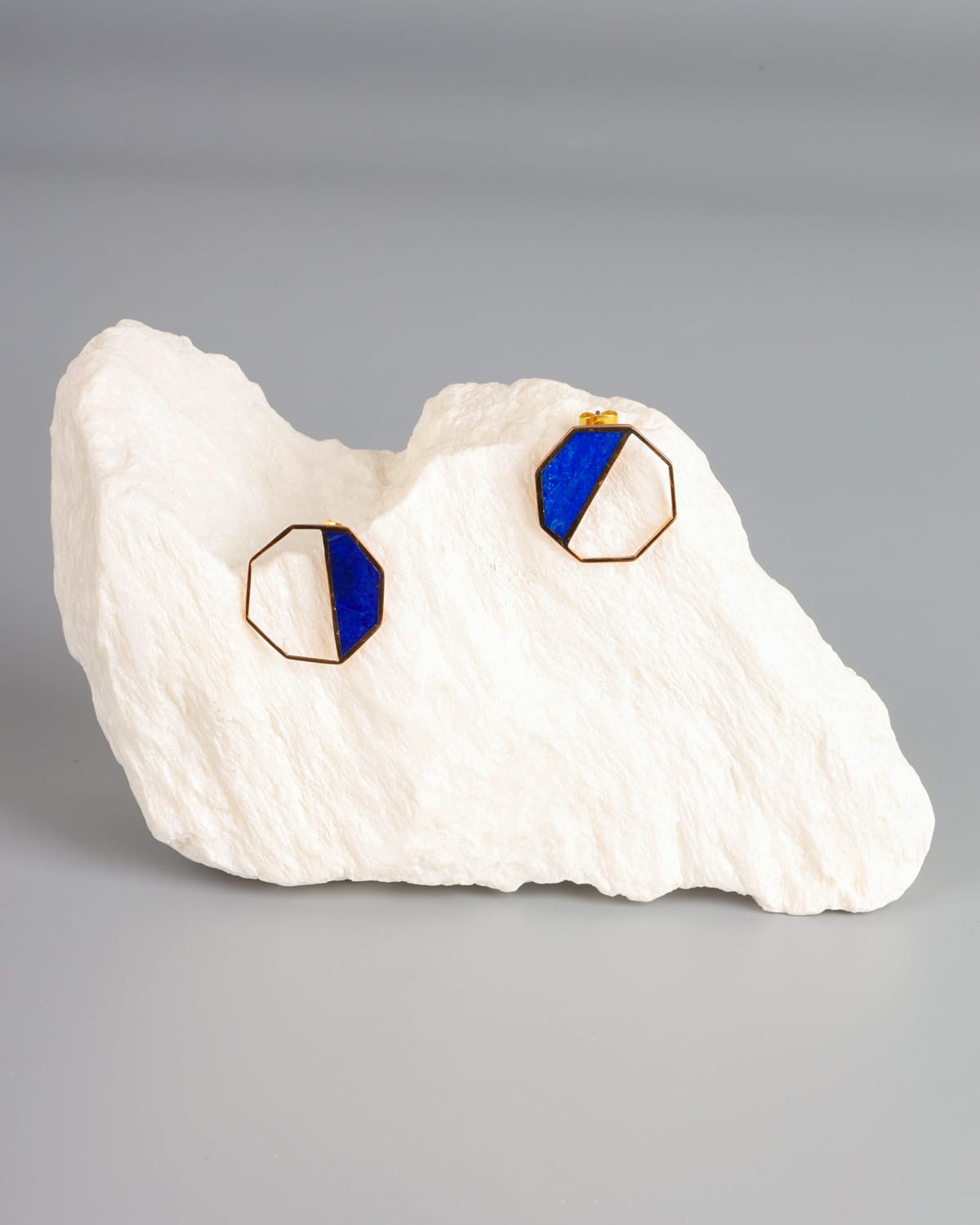 Lapis Lazuli Geometric Stud Earrings