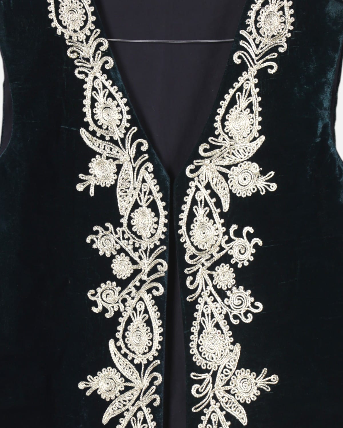 Black Velvet Waistcoat with Floral Embroidery