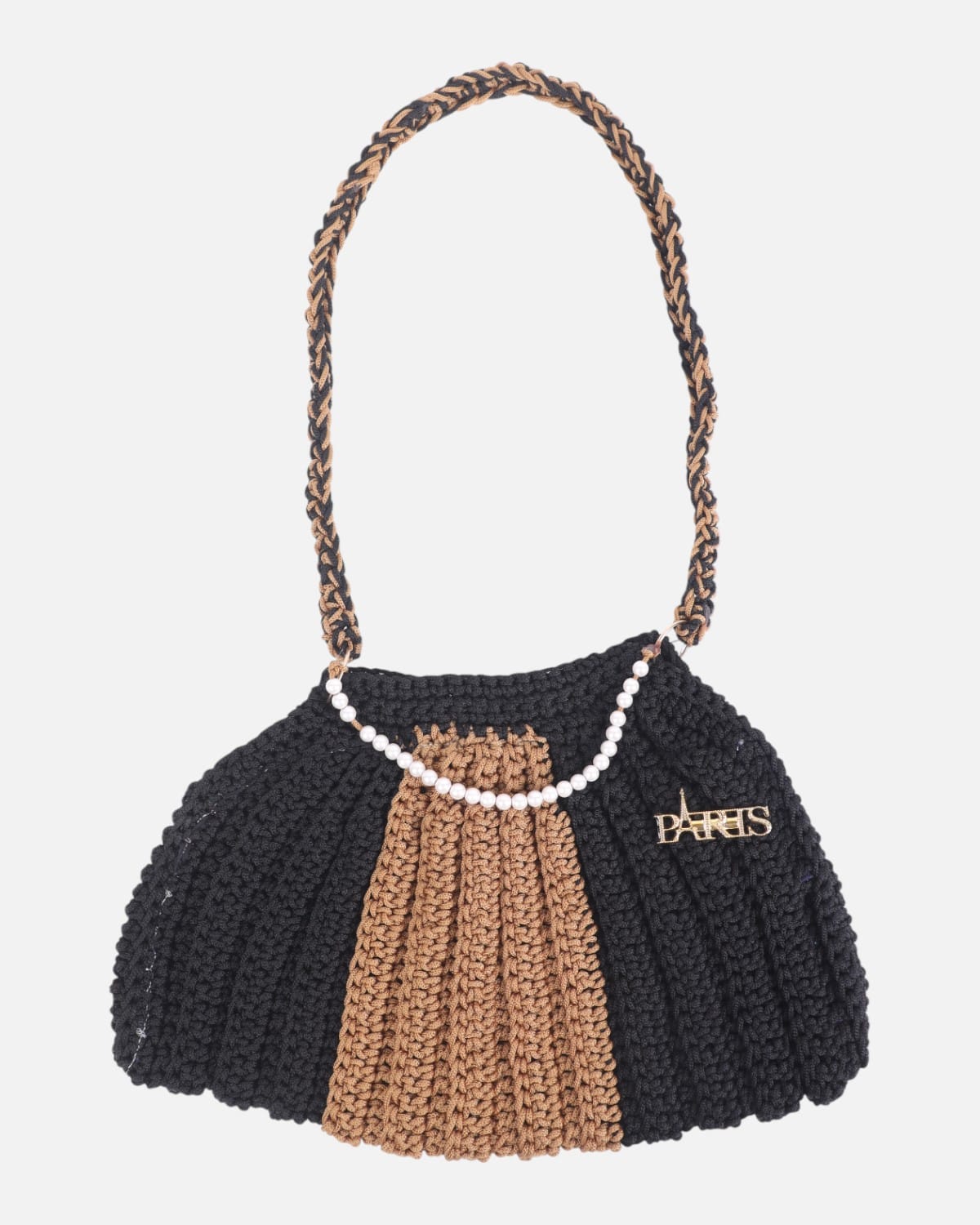 Crochet Shoulder Bag with Pearl Strap