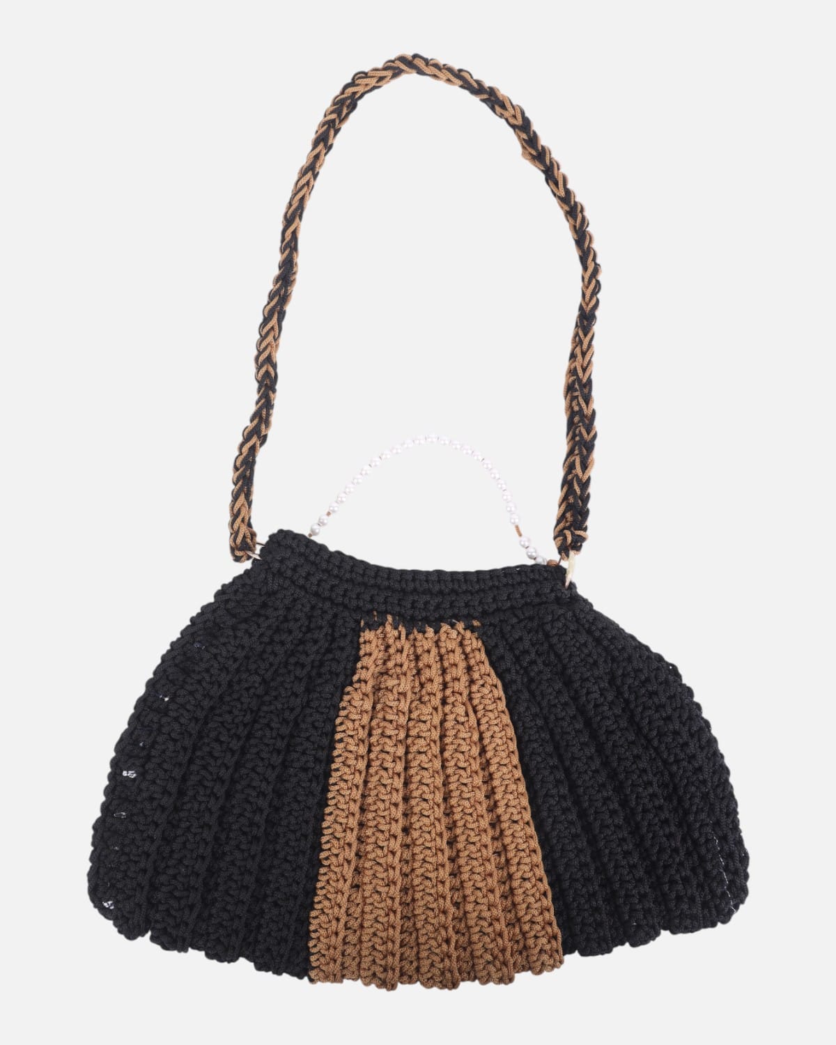 Crochet Shoulder Bag with Pearl Strap