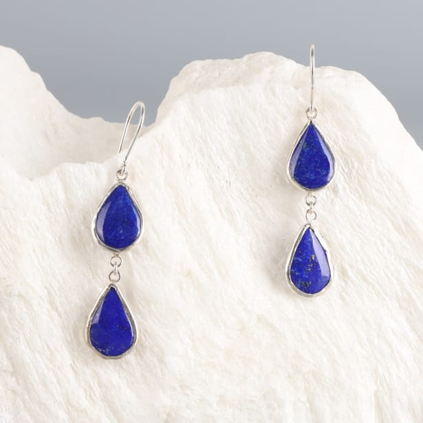 Handmade Lapis Lazuli Silver Earrings