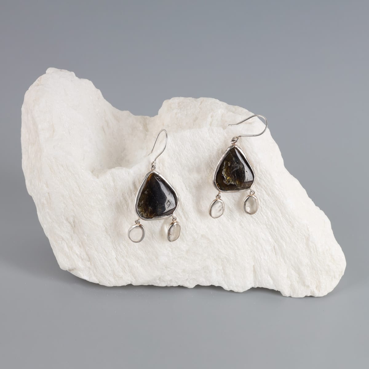 Earrings Raw Beroch Quartz Silver Earrings