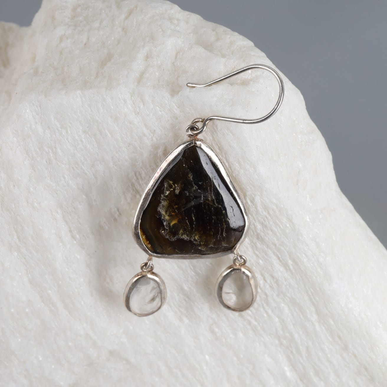 Earrings Raw Beroch Quartz Silver Earrings
