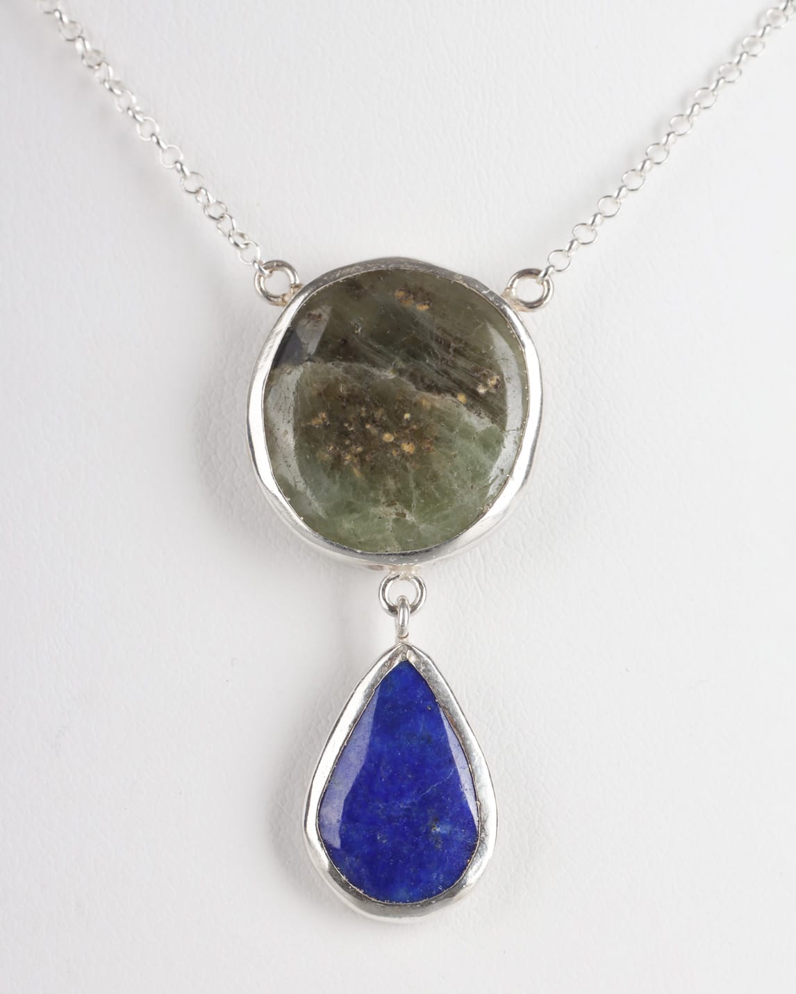 Afghan Handmade Peridot & Lapis Lazuli Necklace
