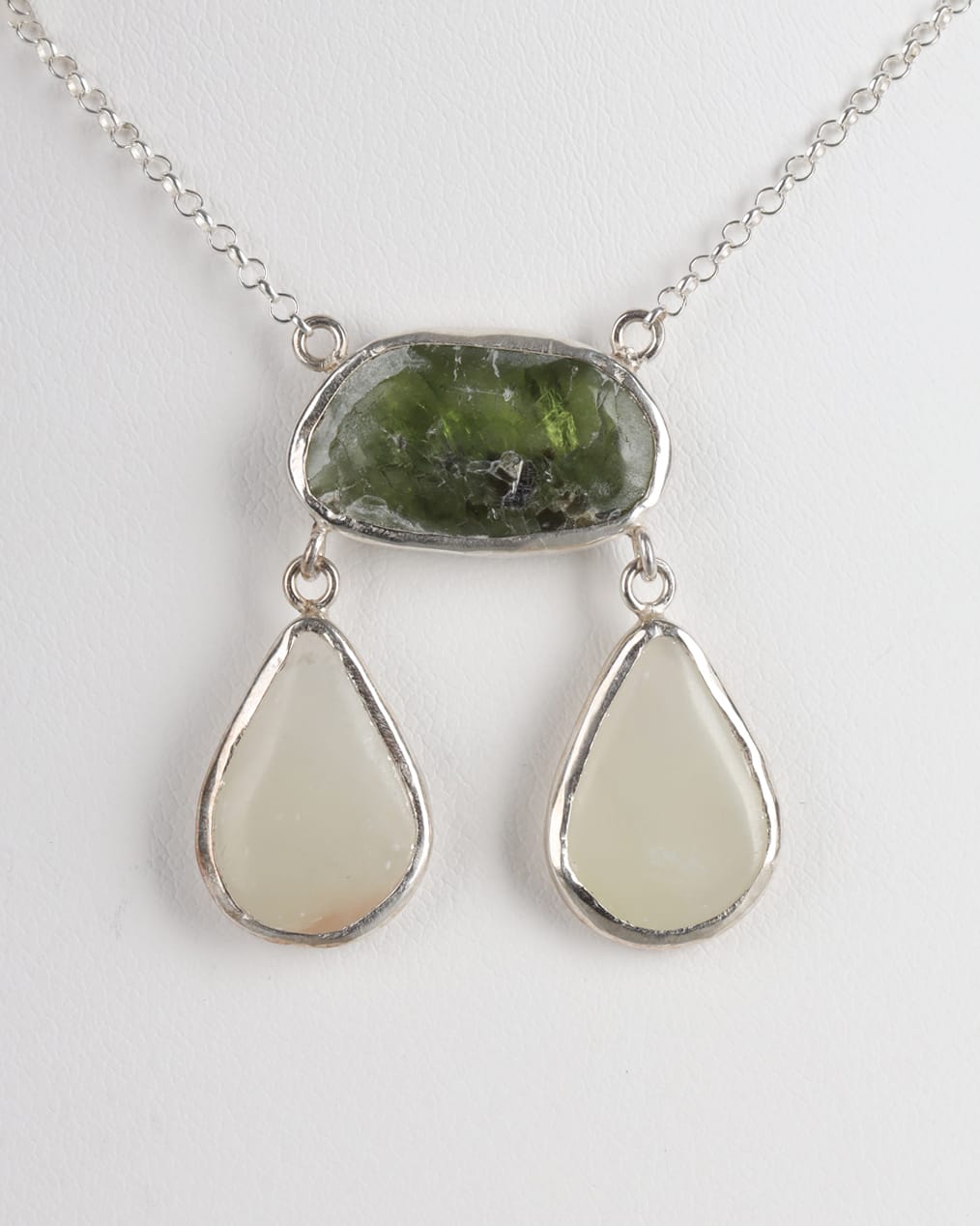Handmade Peridot & Green Onyx Silver Necklace