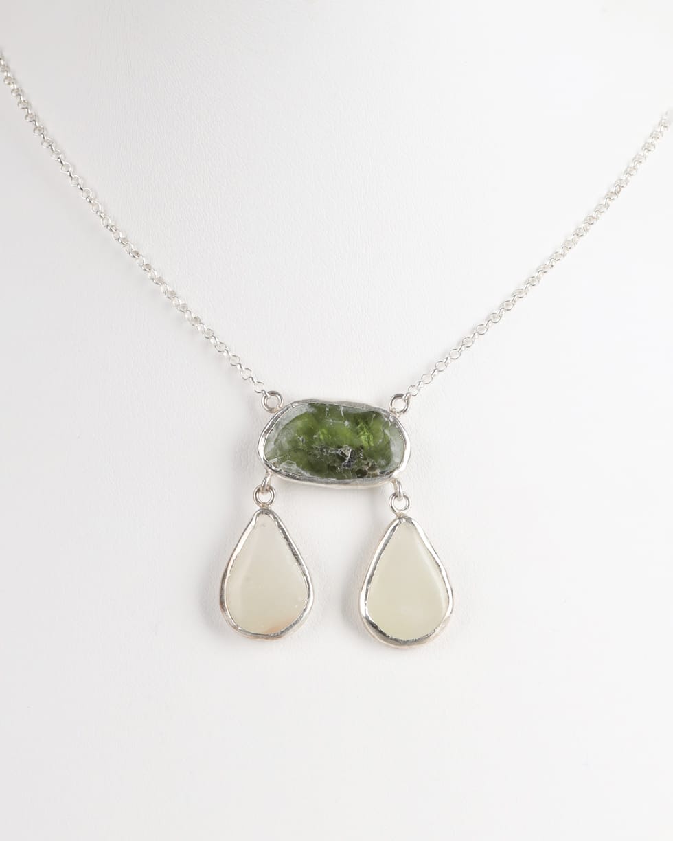 Handmade Peridot & Green Onyx Silver Necklace