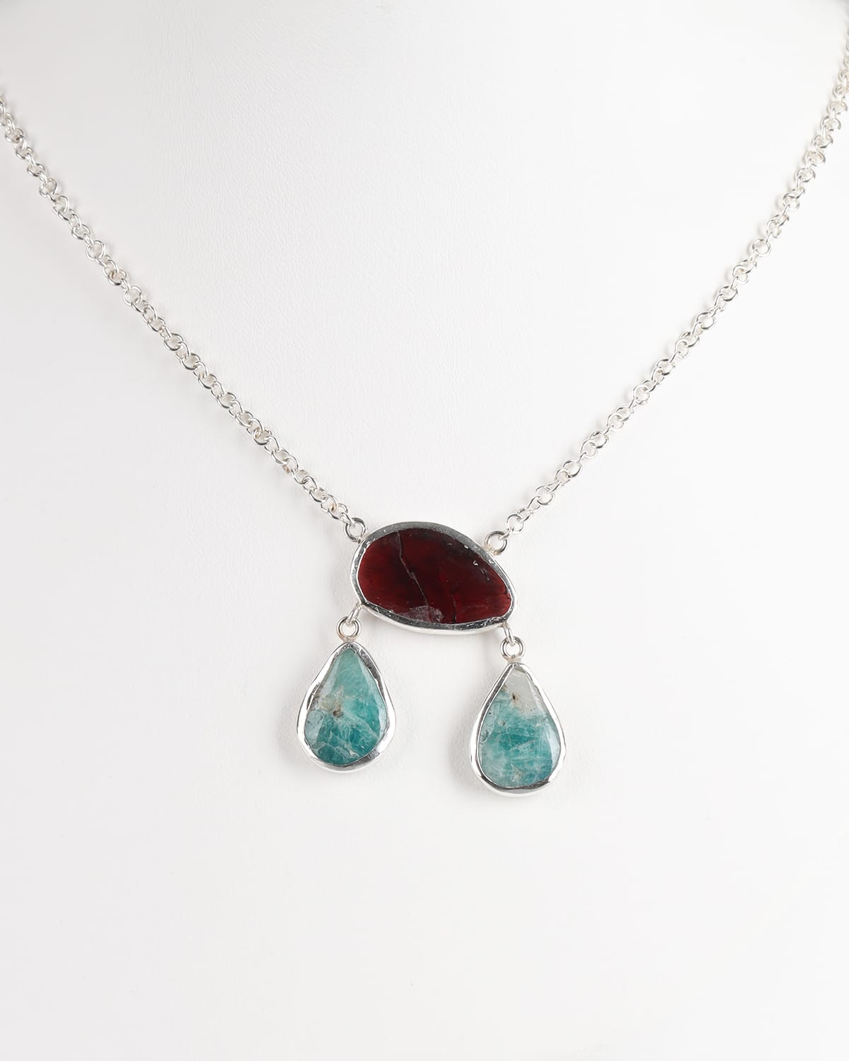 Garnet & Afghanite Sterling Silver Necklace
