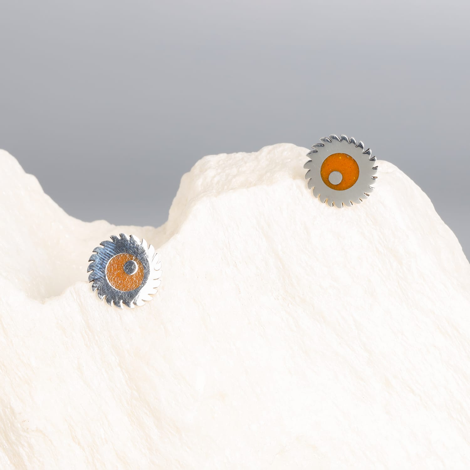 Red Agate Sun Stud Earrings Handmade