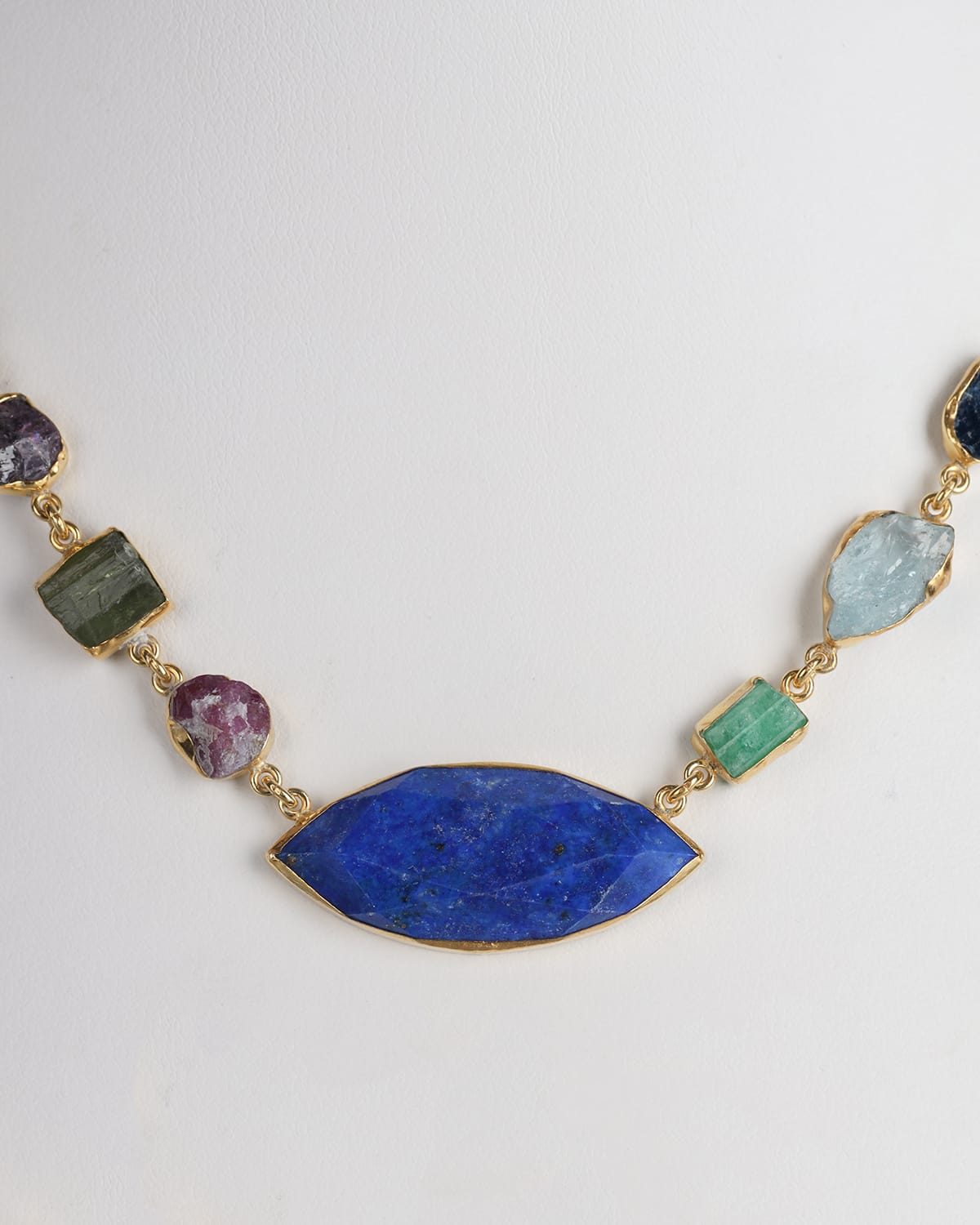 Afghan Handmade Multigemstone Silver Necklace