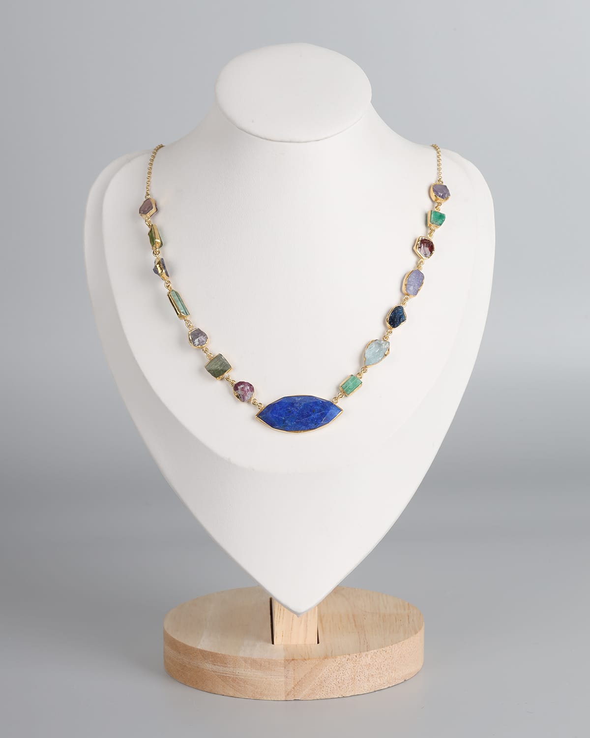 Afghan Handmade Multigemstone Silver Necklace