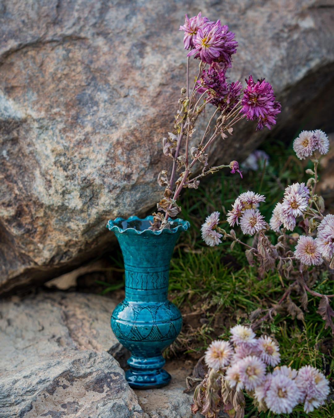 Hand-Painted Footed Ceramic Flower Holder