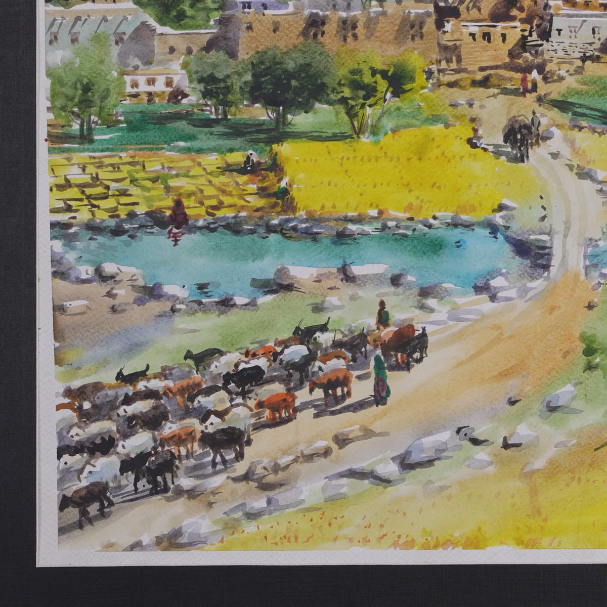 Girl Shepherd Watercolor Painting