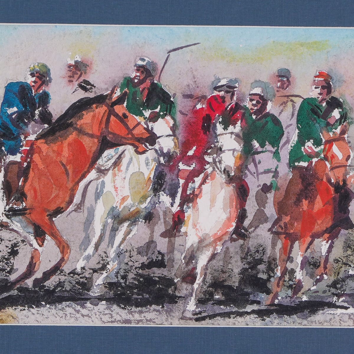 Bozkashi Sport Watercolor Painting