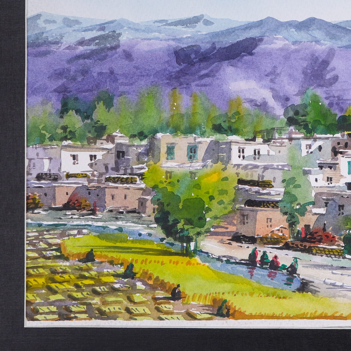 Beautiful Village Watercolor Painting