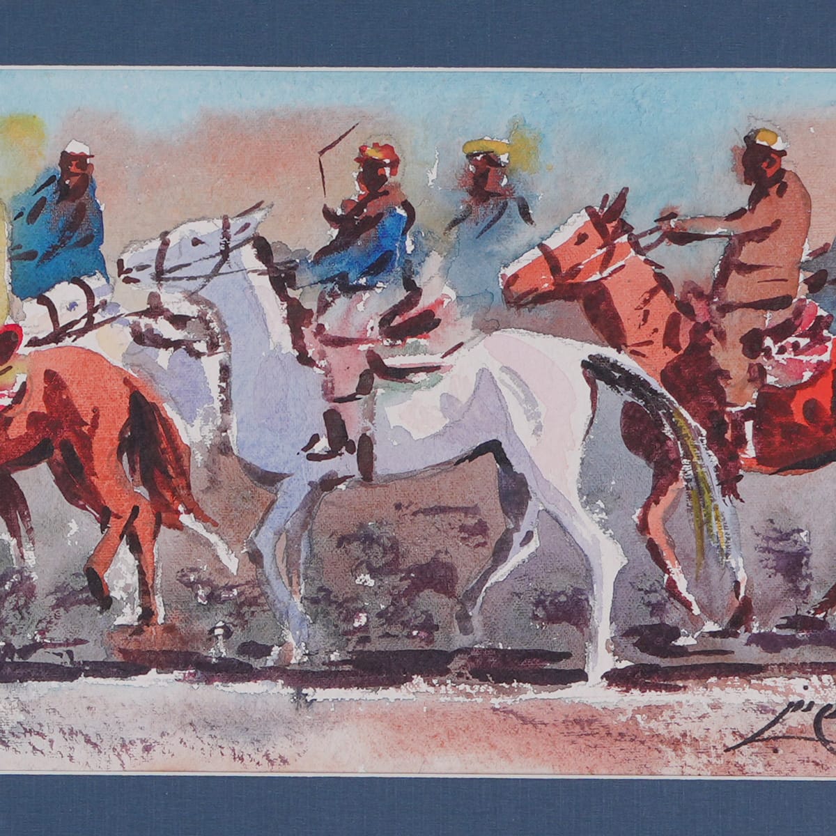 Bozkashi Polo Watercolor Painting