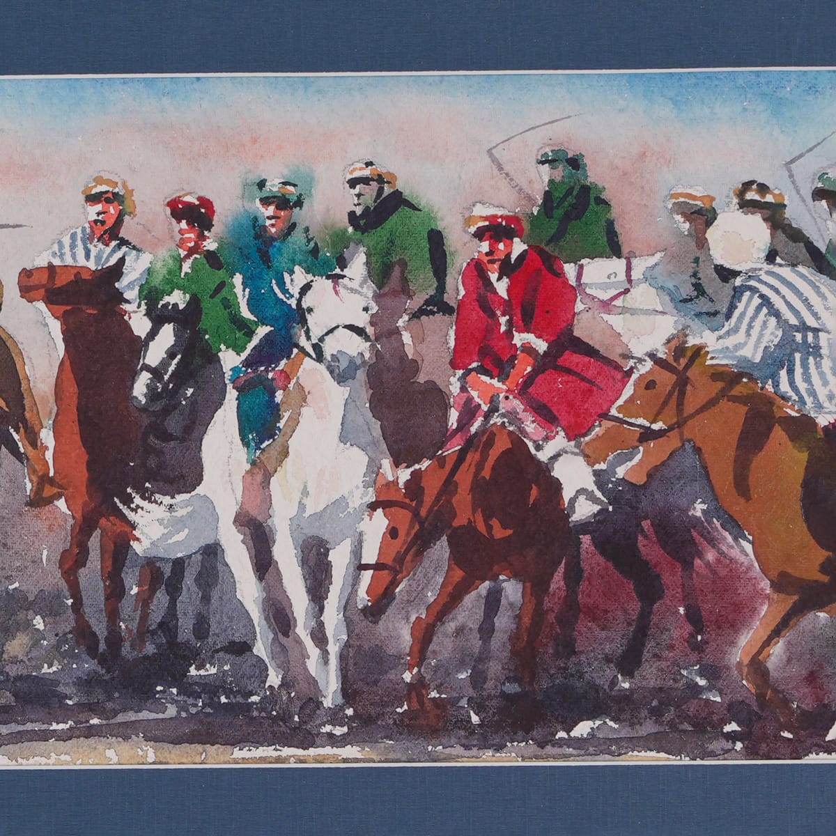Bozkashi Sport Watercolor Afghan Equestrian Art