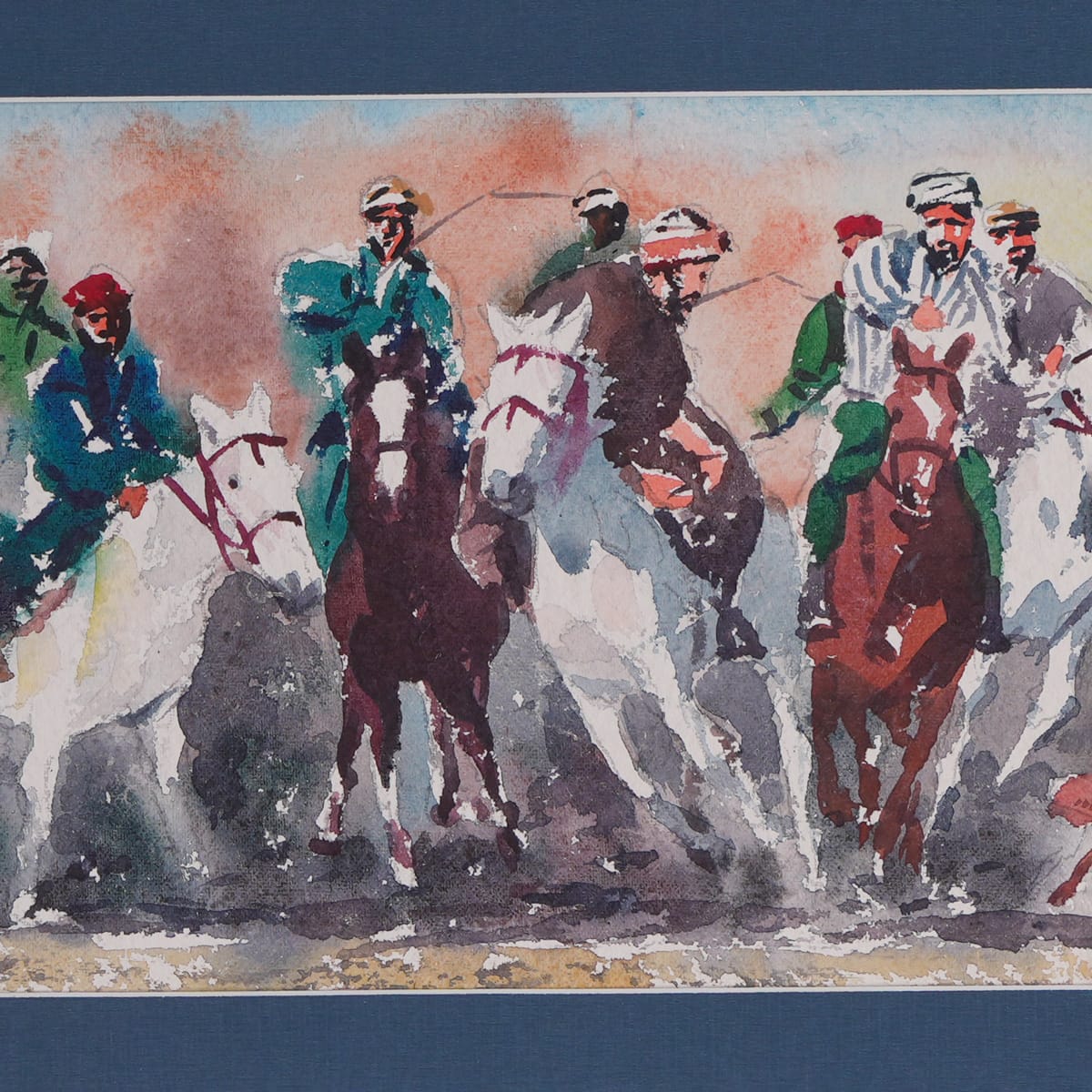 Bozkashi Sport Watercolor Afghan Equestrian Art