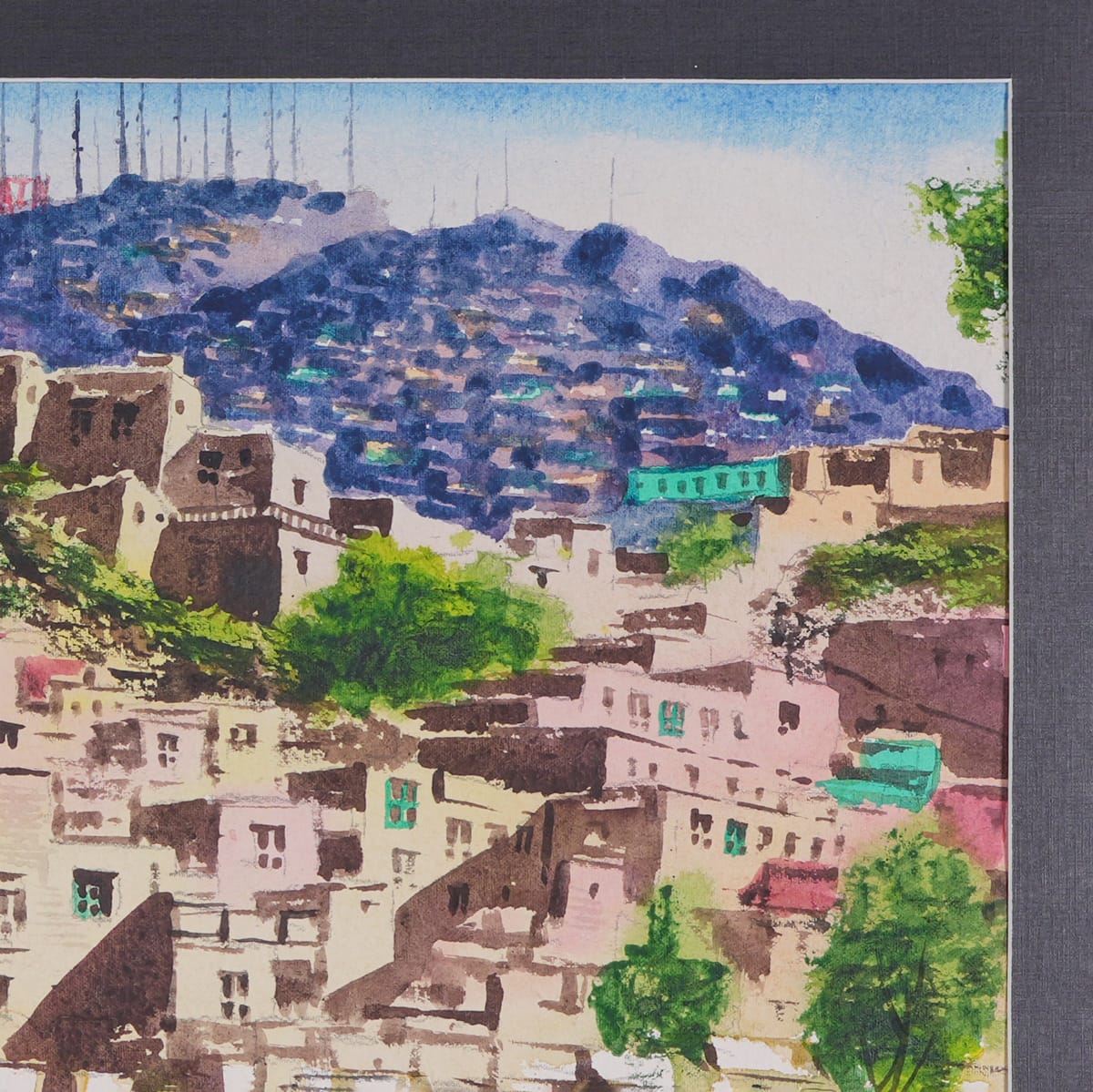 Television Mountain Kabul Watercolor Painting