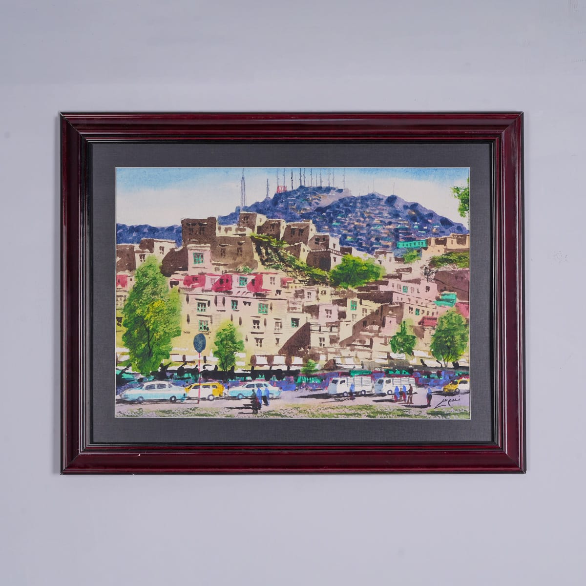 Television Mountain Kabul Watercolor Painting