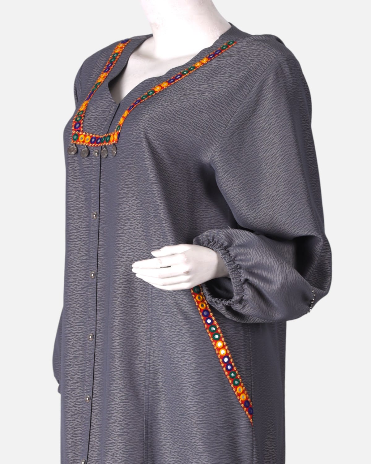 Gray Afghan Embroidered Hijab
