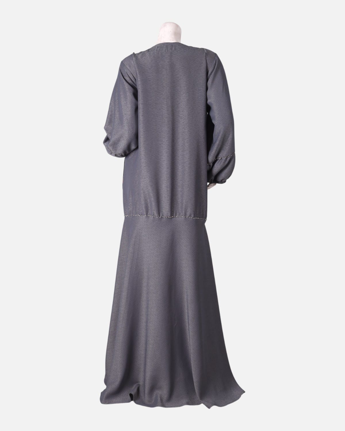 Gray Afghan Embroidered Hijab
