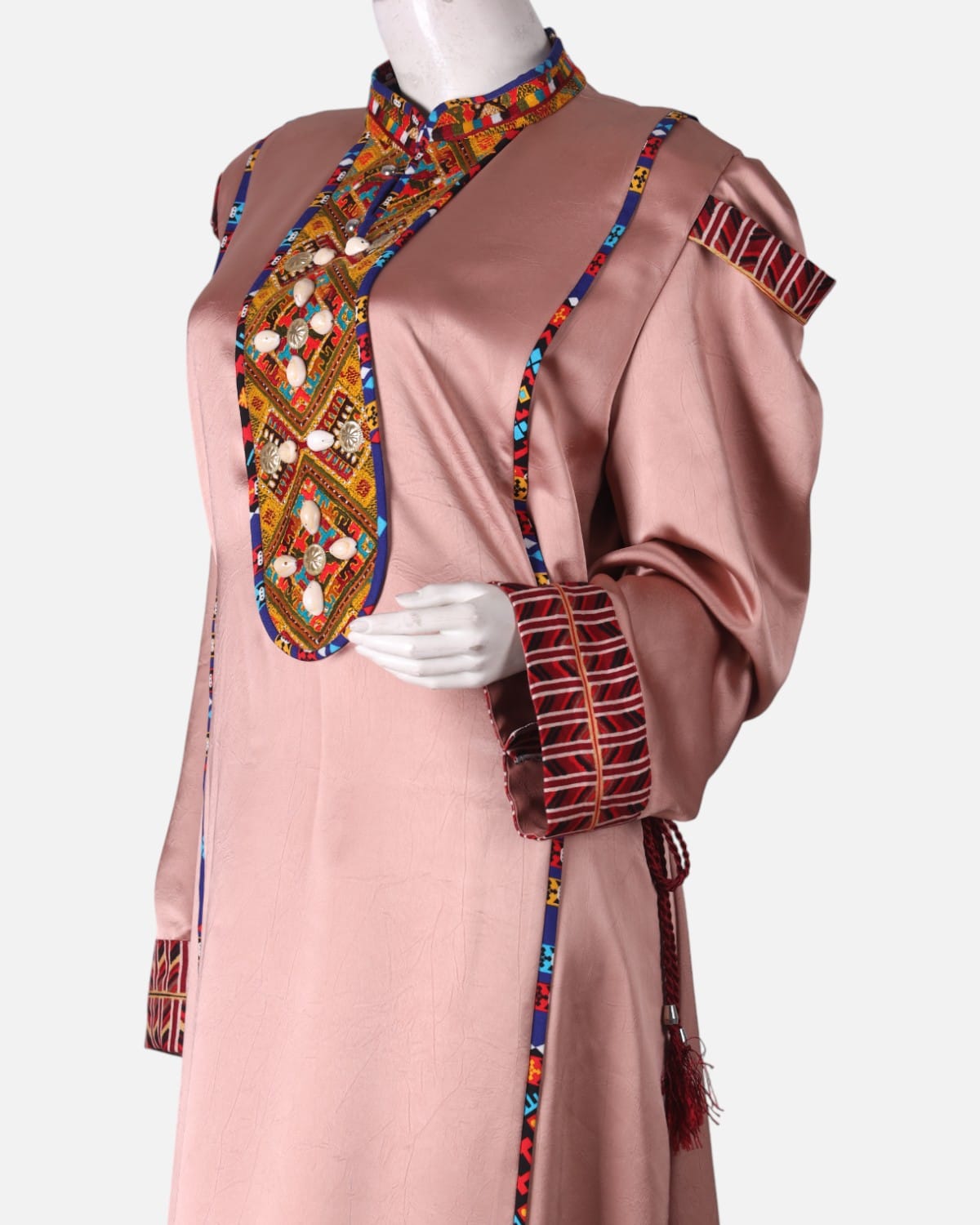 Afghan Satin Embroidered Dress