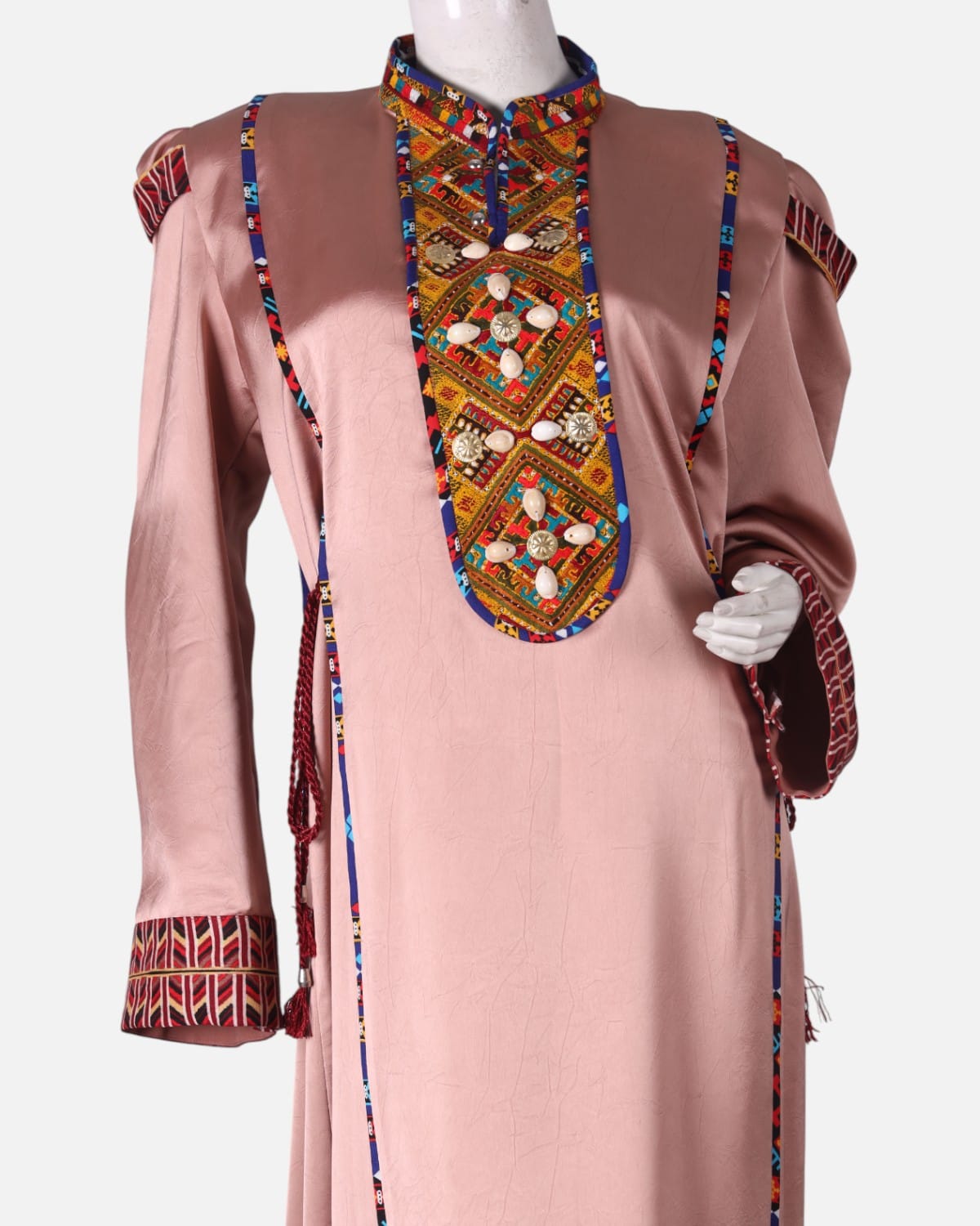 Afghan Satin Embroidered Dress