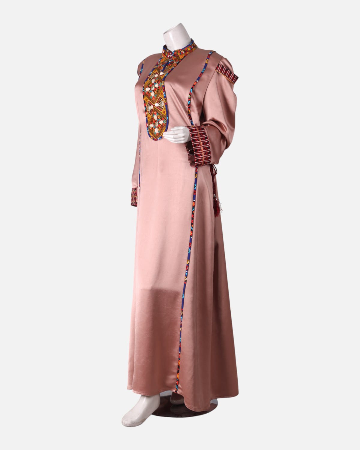 Afghan Satin Embroidered Dress