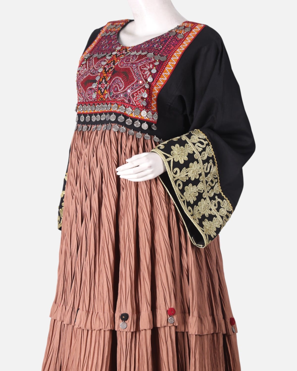 Afghan Handwoven Cotton Pleated Dress