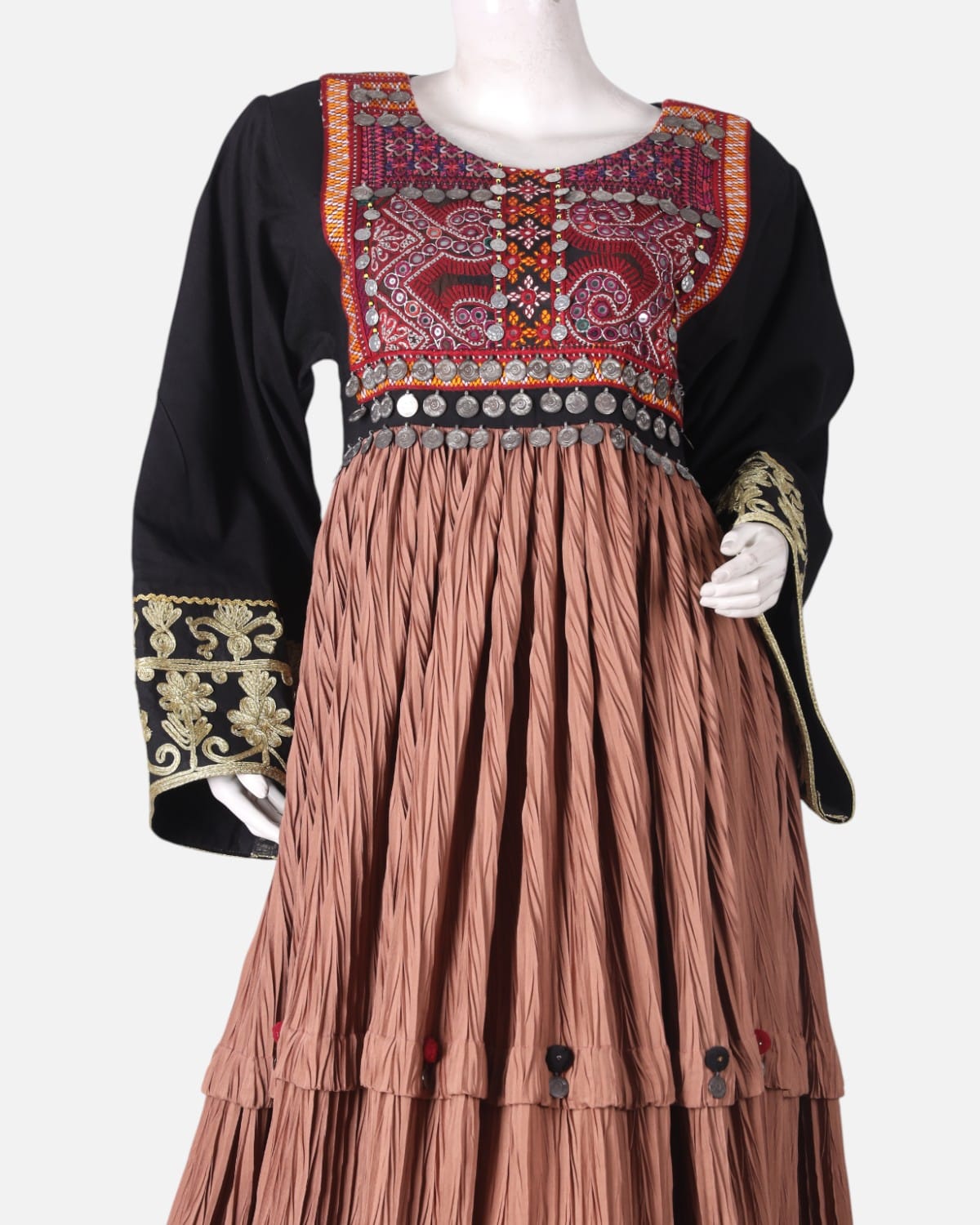 Afghan Handwoven Cotton Pleated Dress