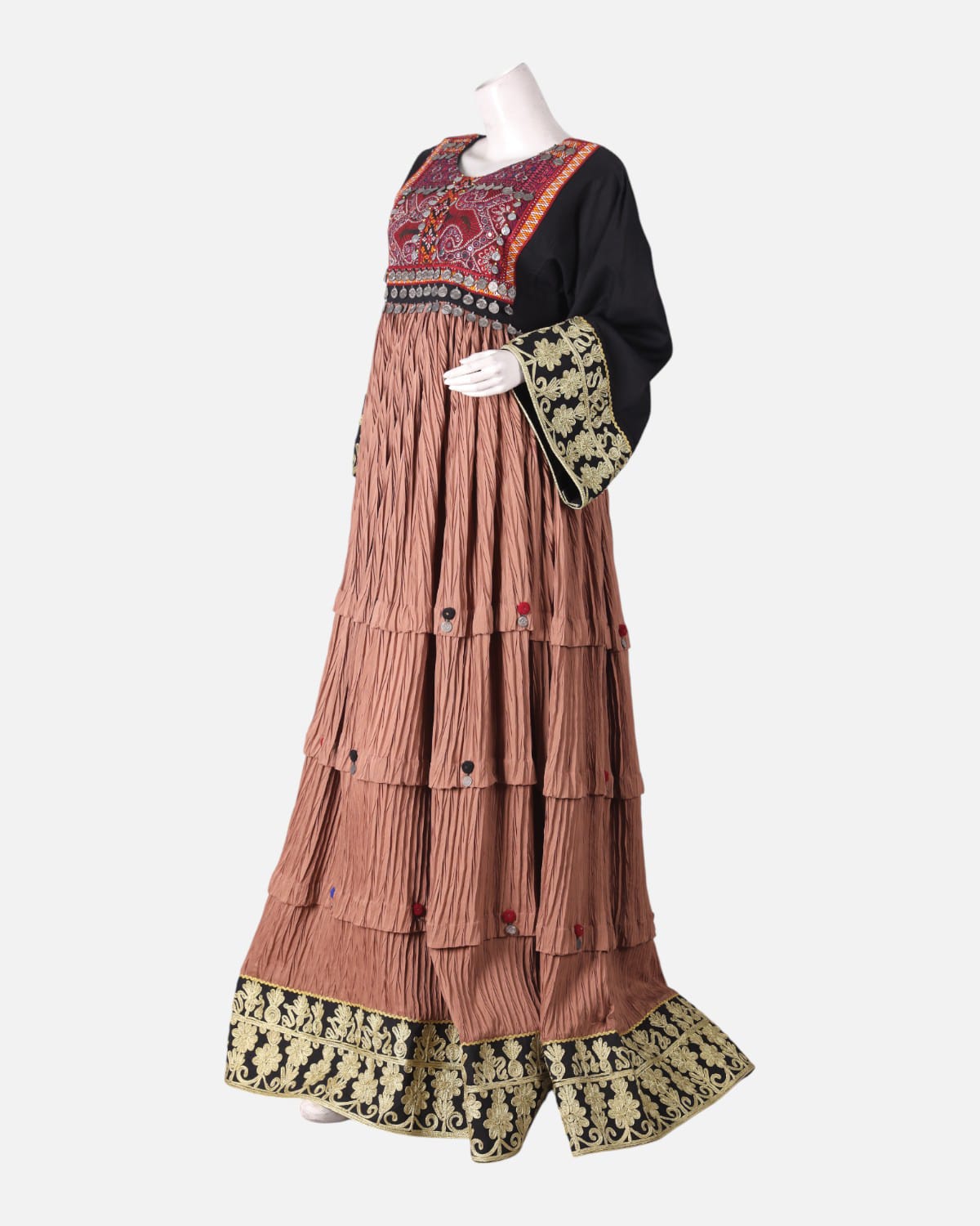Afghan Handwoven Cotton Pleated Dress