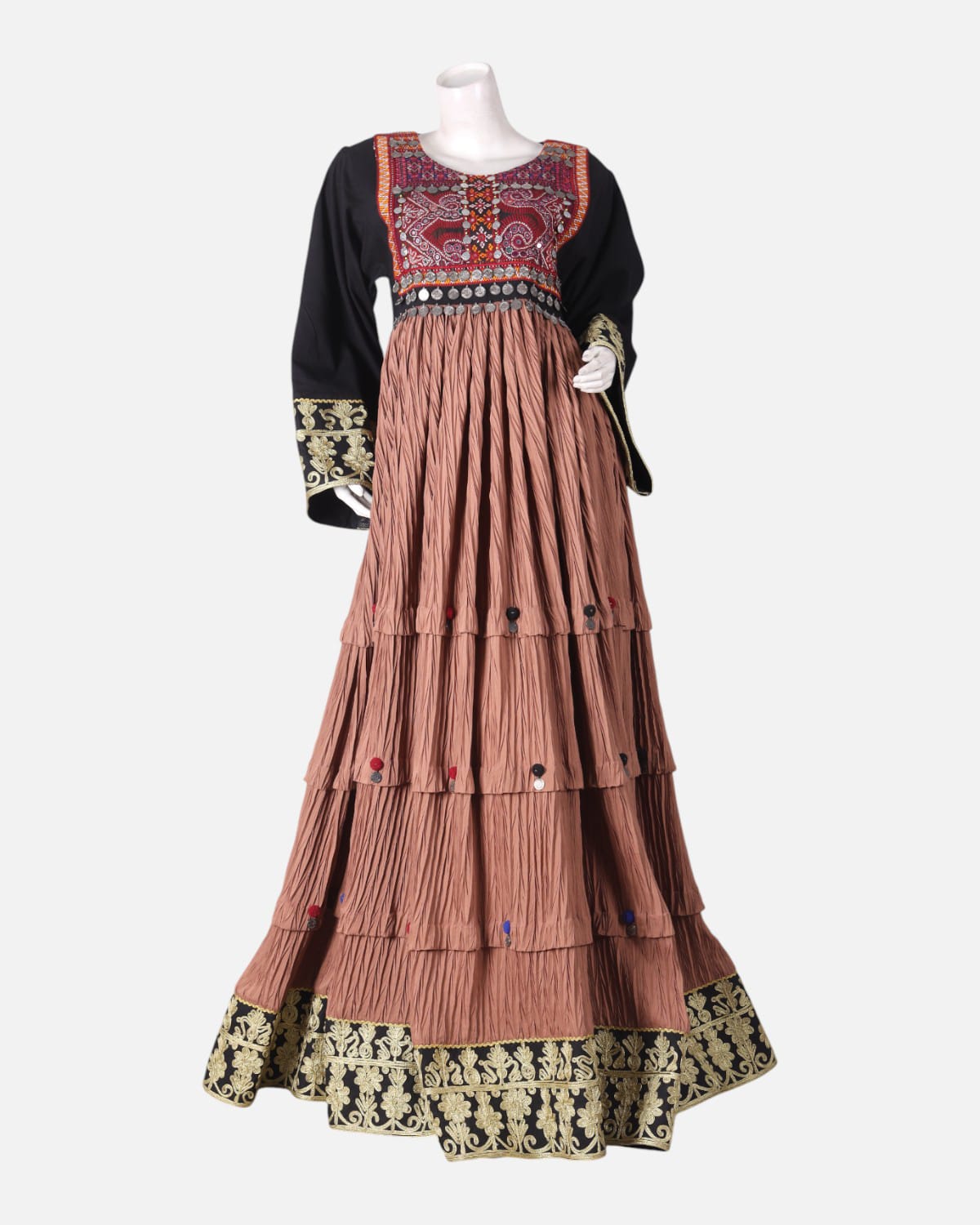 Afghan Handwoven Cotton Pleated Dress