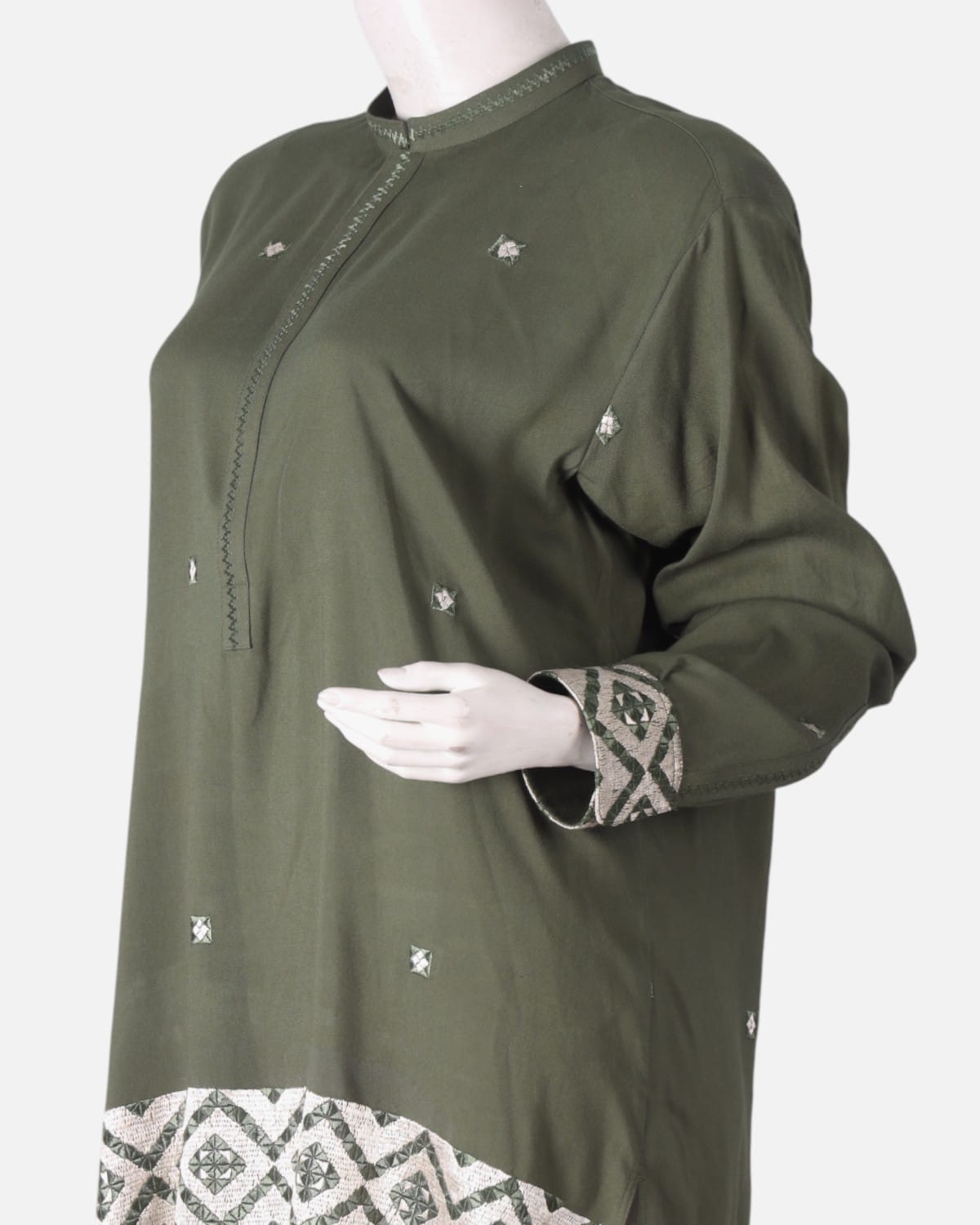 Green Hand Embroidered Afghan Tunic