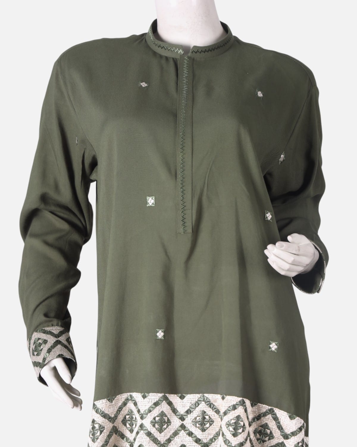 Green Hand Embroidered Afghan Tunic