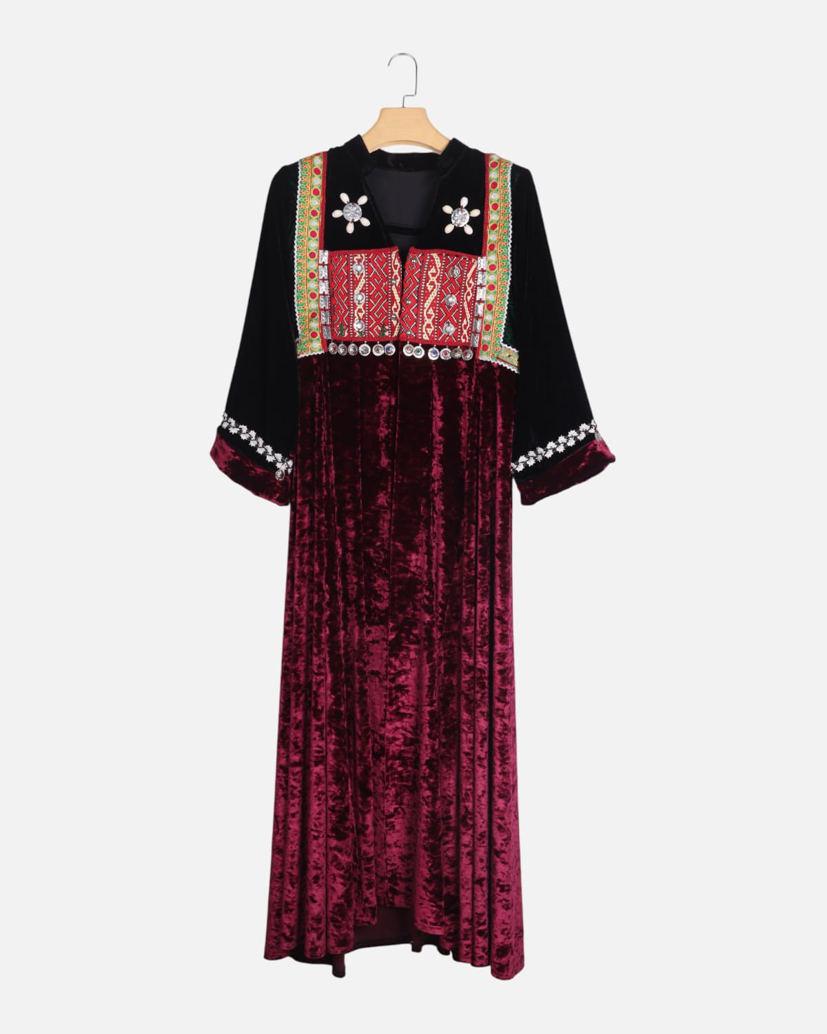 Afghan Velvet Embroidered Dress