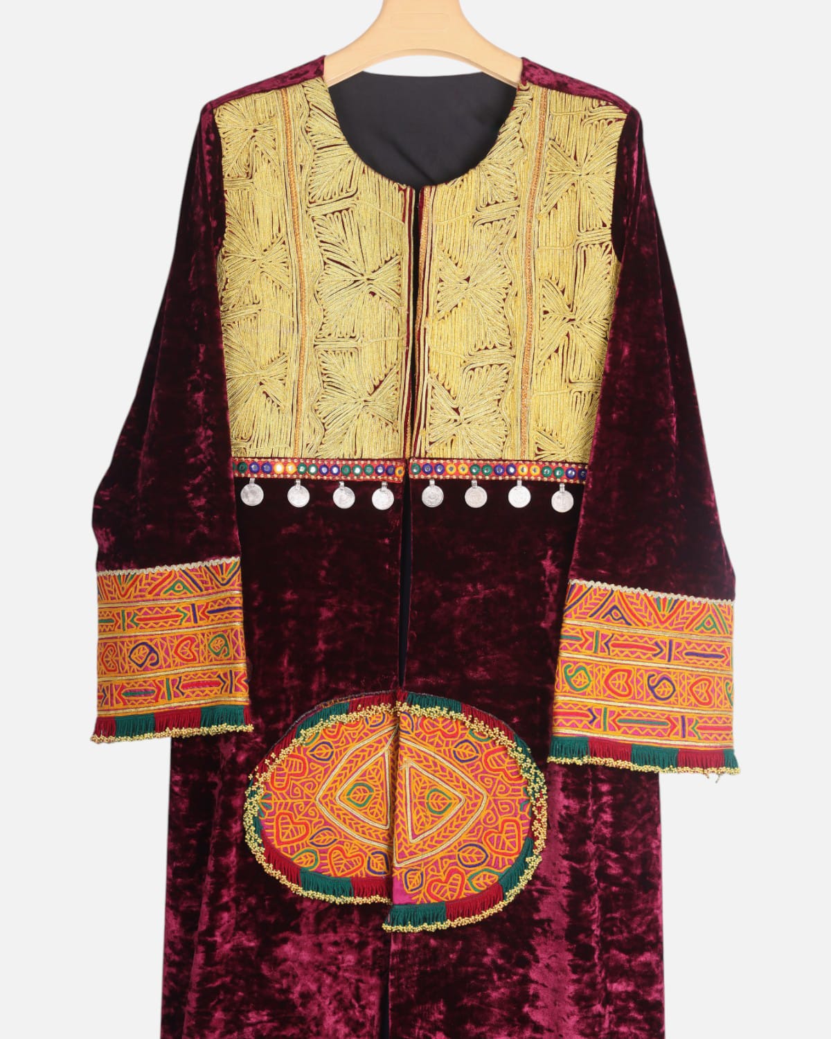Afghan Velvet Dress with Traditional Embroidery