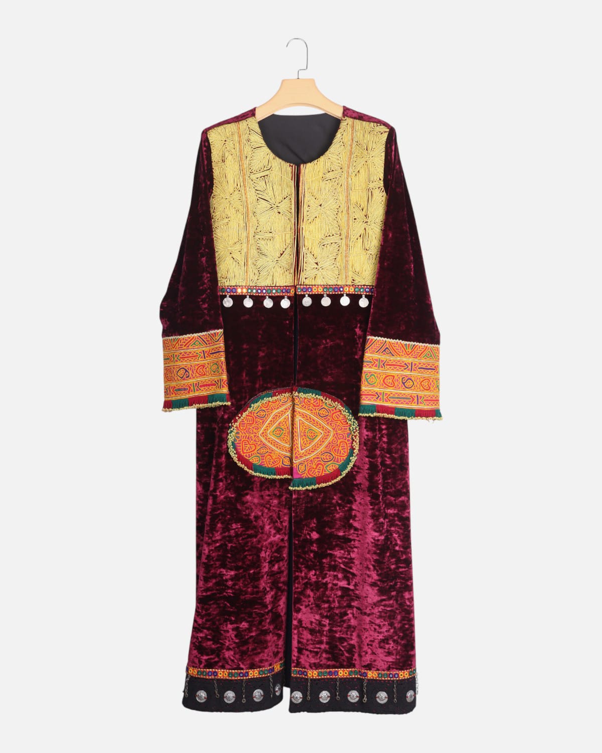 Afghan Velvet Dress with Traditional Embroidery