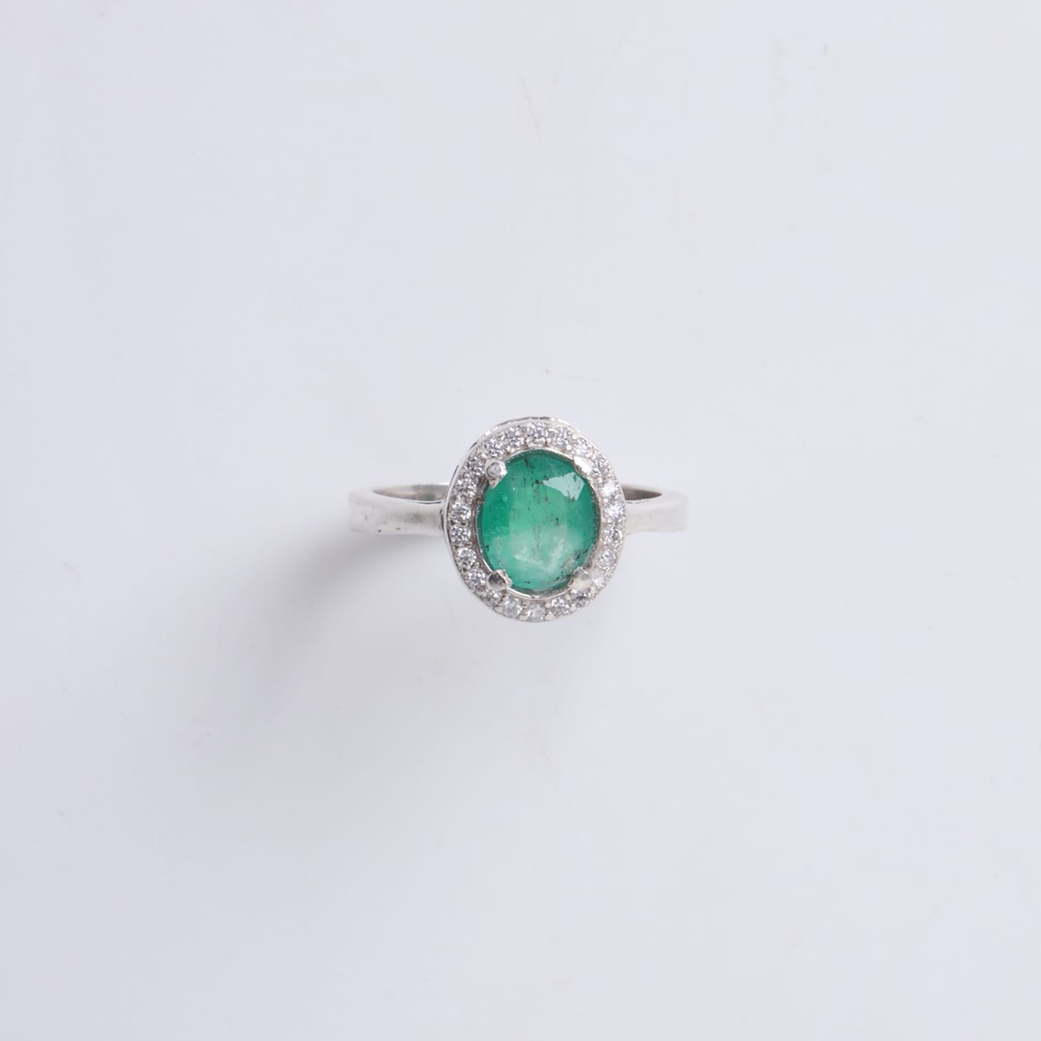 Panjshiry Emerald Ring in 925 Silver with Quartz Accents