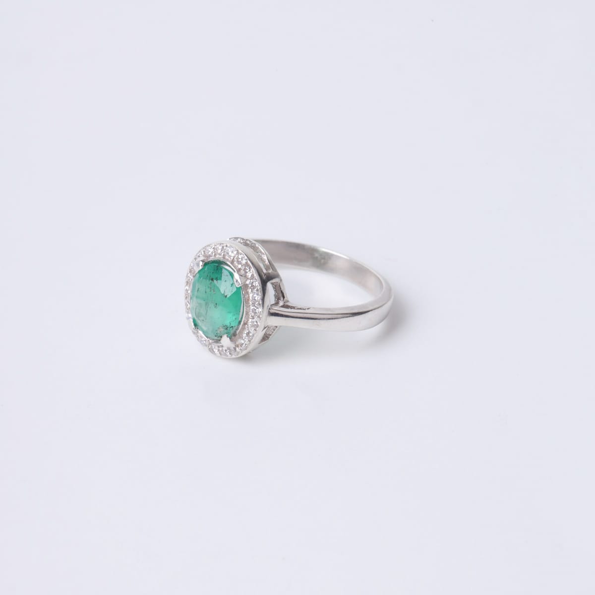 Panjshiry Emerald Ring in 925 Silver with Quartz Accents