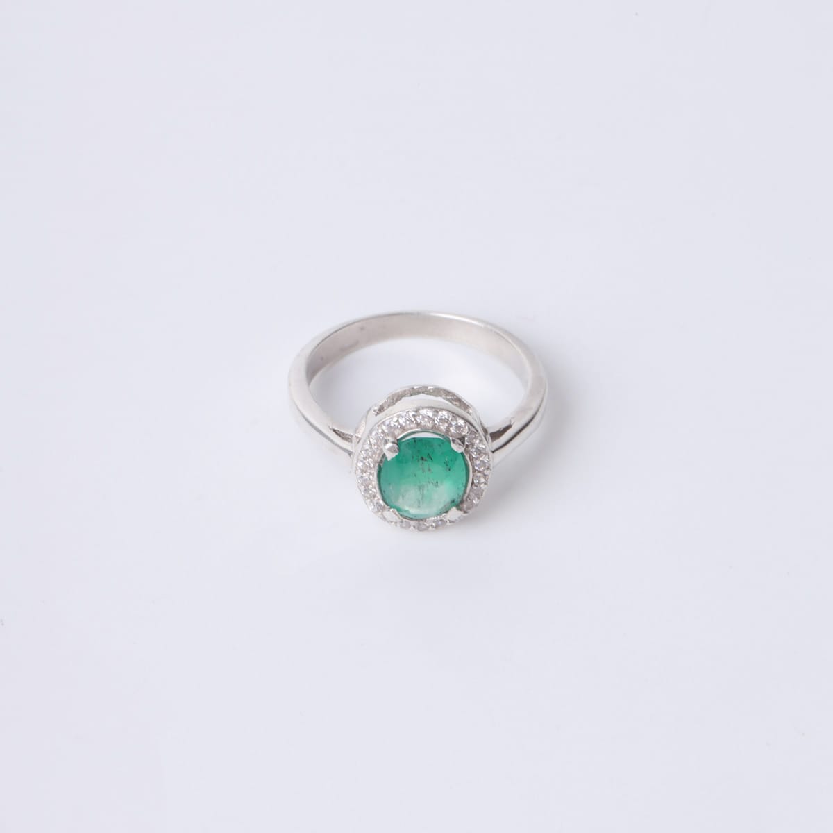 Panjshiry Emerald Ring in 925 Silver with Quartz Accents