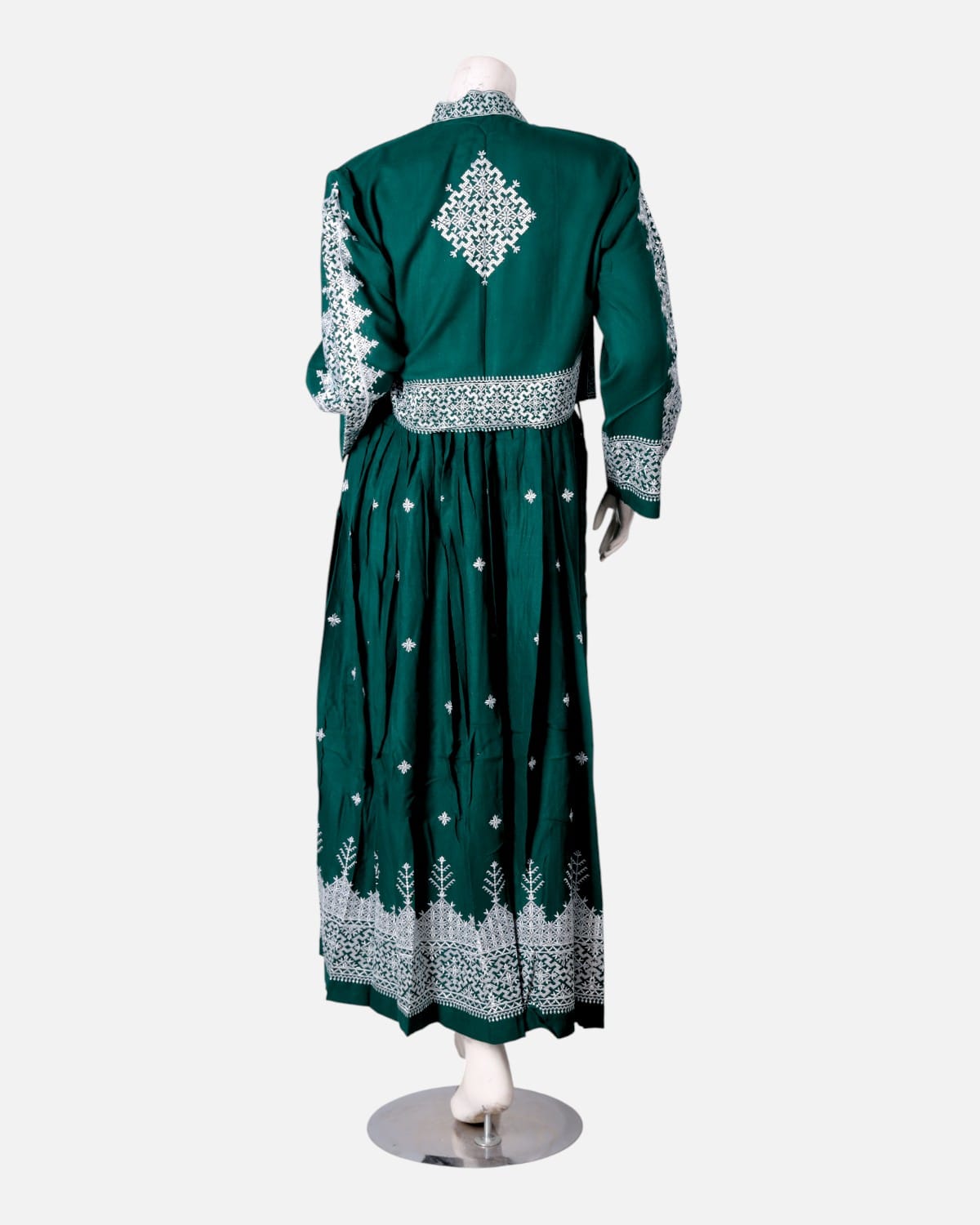 Green Embroidered Afghan Traditional Dress with Jacket